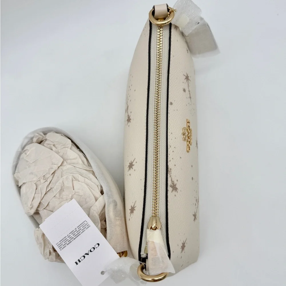 Coach Charlotte Shoulder Bag With Star Print Chalk Gold